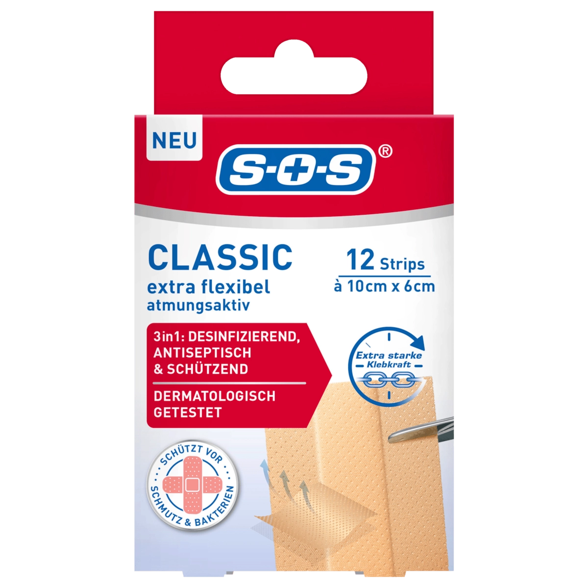 SOS Pflaster Classic 10x6cm 12 Stück
