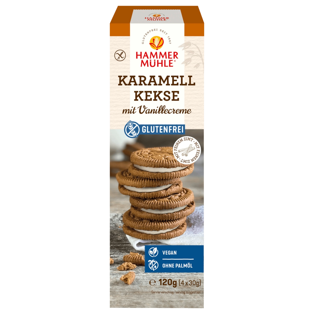 Hammermühle Karamellkekse mit Vanillecreme glutenfrei 120g