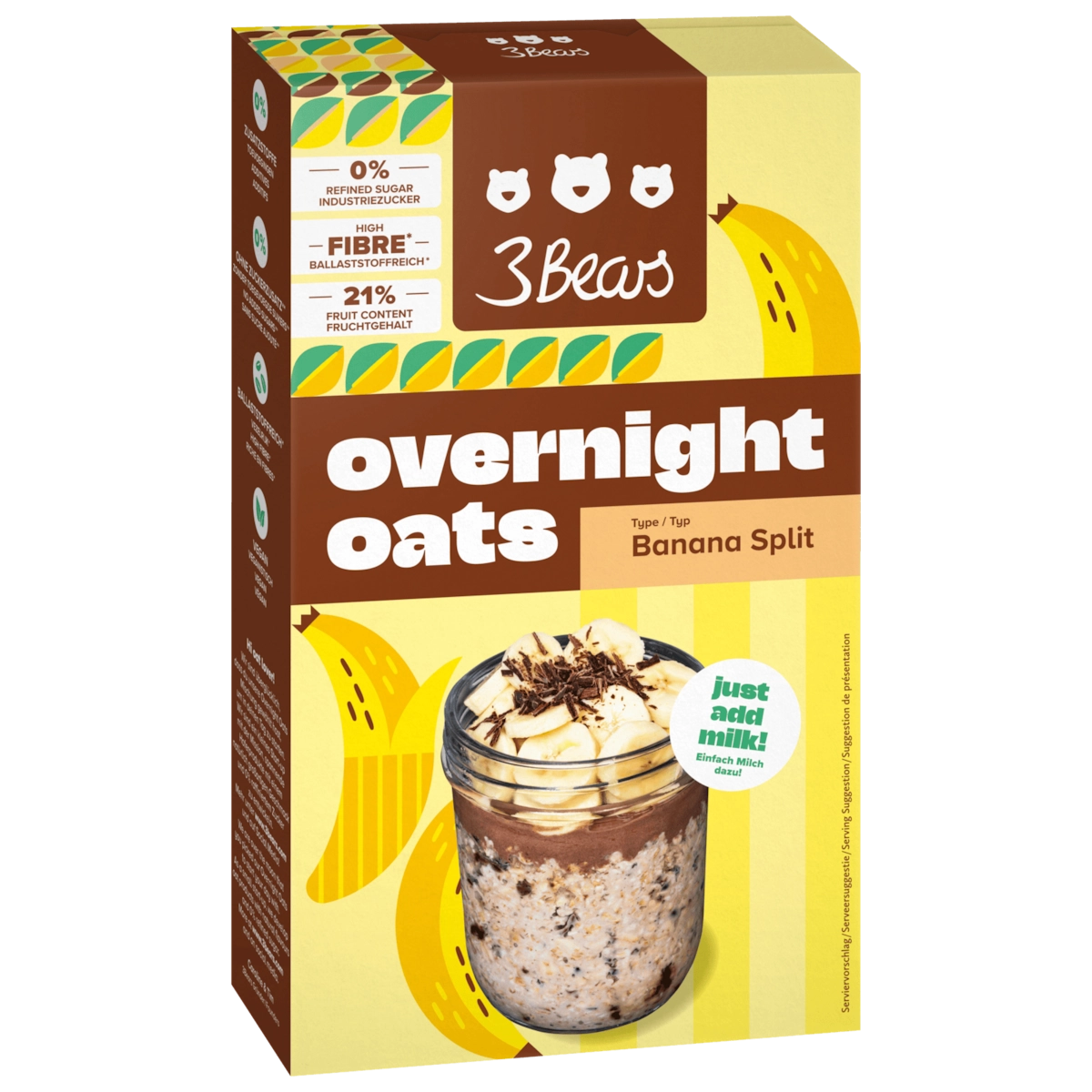 3Bears Overnight Oats Banana Split 400g