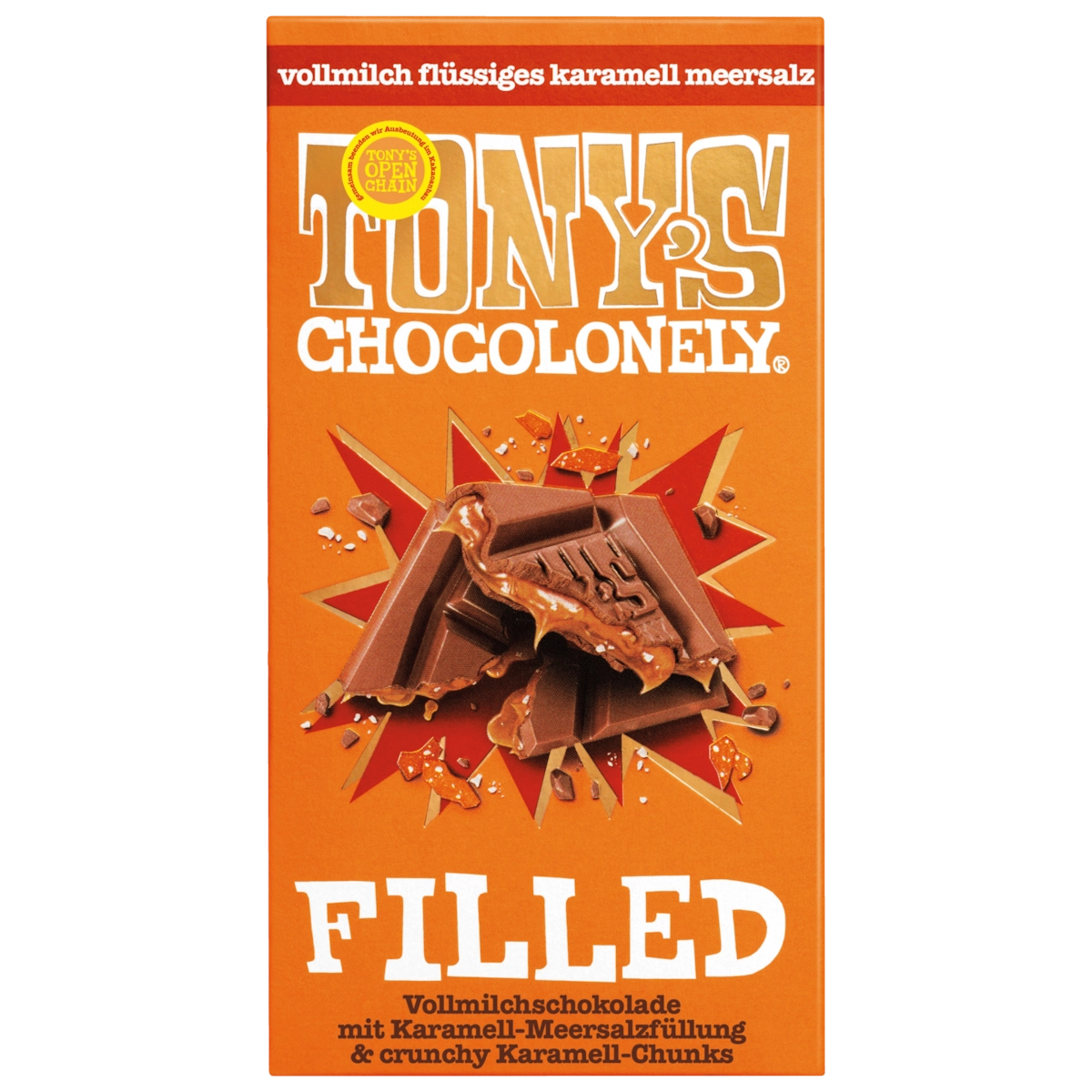 Tonys Filled Karamell Meersalz 135g