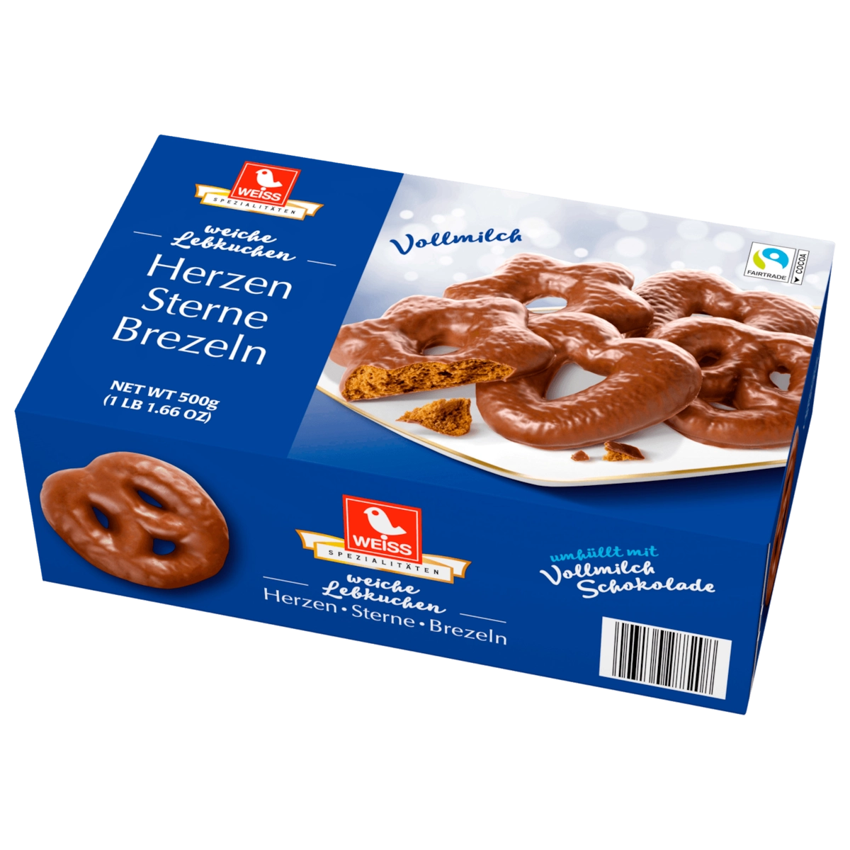 Weiss Lebkuchen Herzen Sterne Brezeln Vollmilch 500g