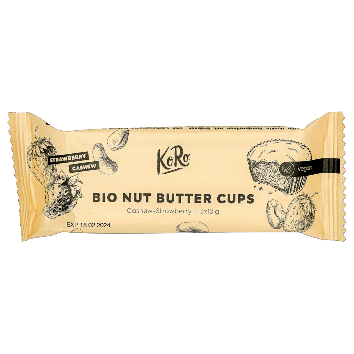 KoRo Bio Nut Butter Cups Cashew-Strawberry 3x13g