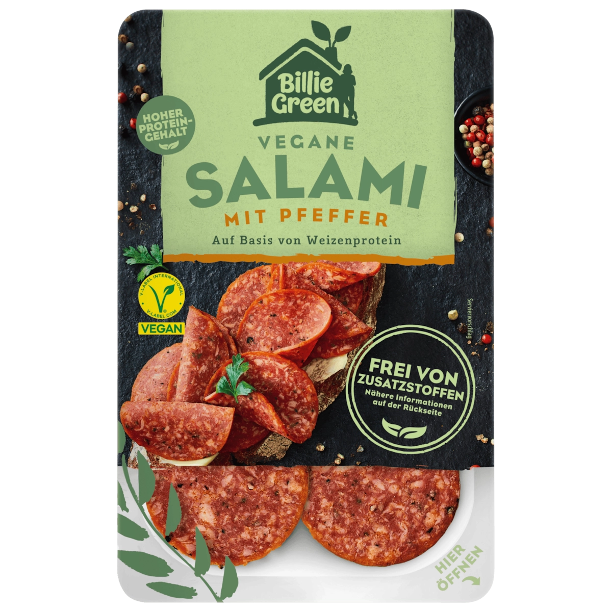 Billie Green Vegane Salami mit Pfeffer 70g