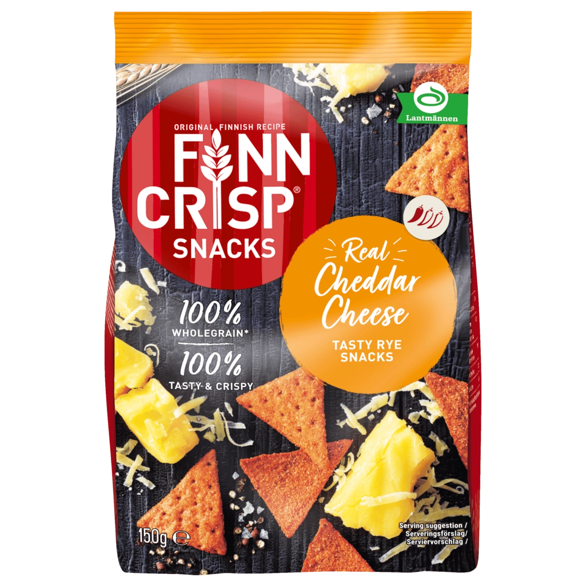 Finn Crisp Snacks Real Cheddar Cheese Tasty Rye Snacks 150g