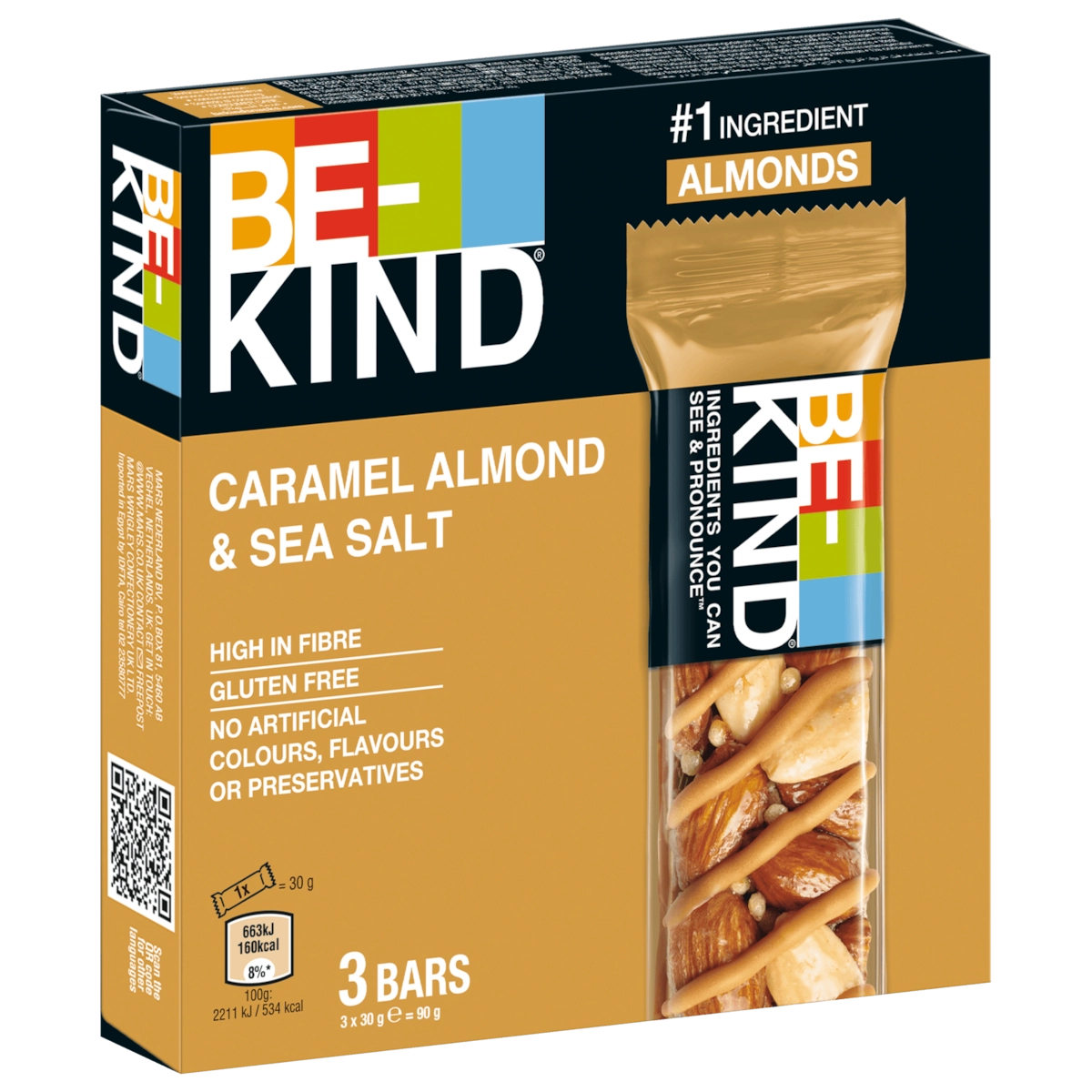 Be-Kind Caramel Almond & Sea Salt Bars 90g