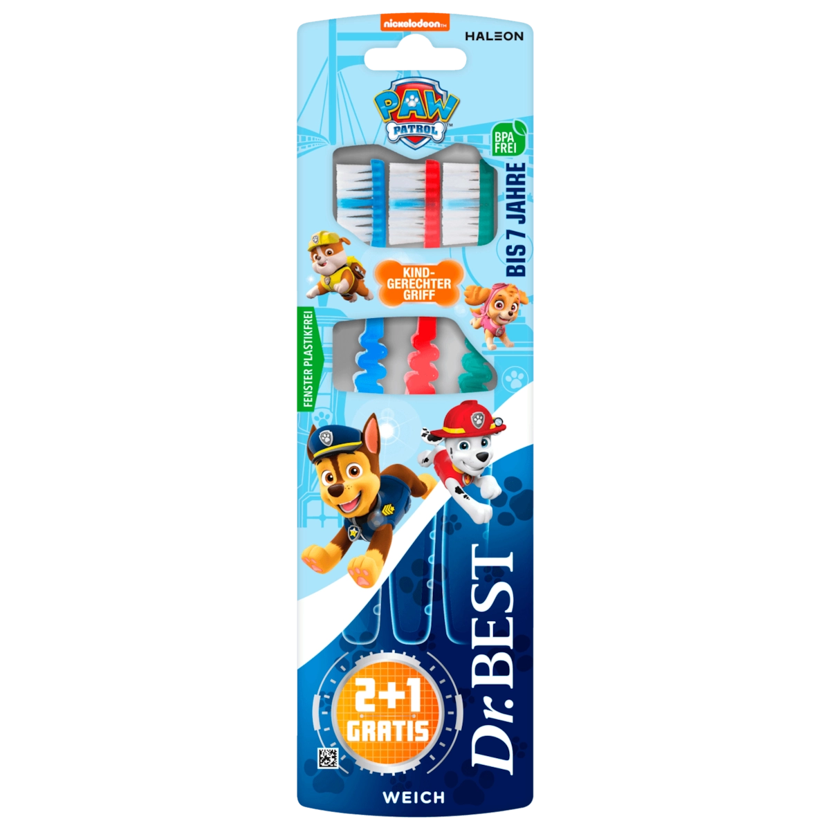 Dr. Best Zahnbürste Milchzahn Paw Patrol bis 7 Jahre weich 2+1 Stück