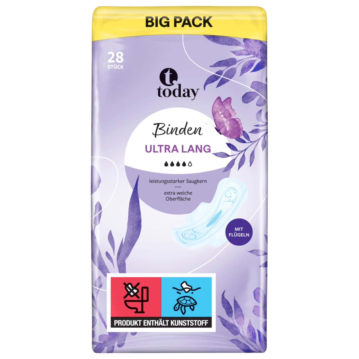 Today Binden Ultra Lang mit Flügeln 28 Stück