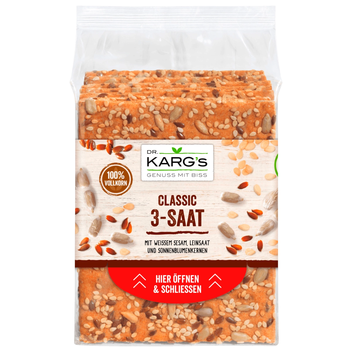 Dr. Karg's Vollkorn-Knäckebrot Classic 3-Saat 200g
