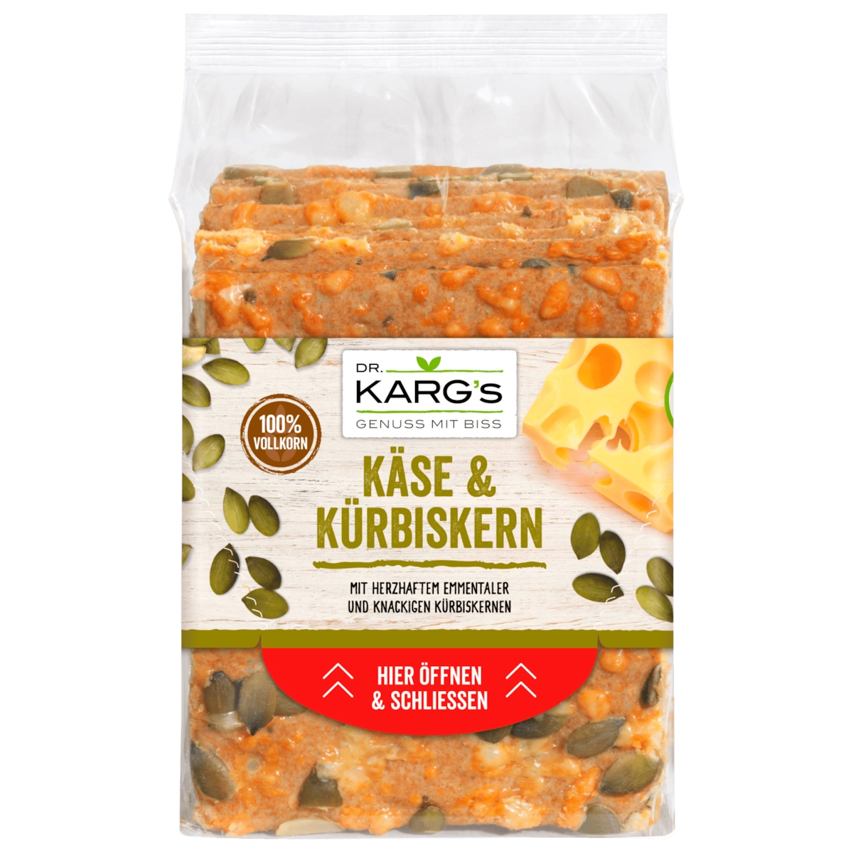 Dr. Karg's Vollkorn-Knäckebrot Käse & Kürbiskern 200g