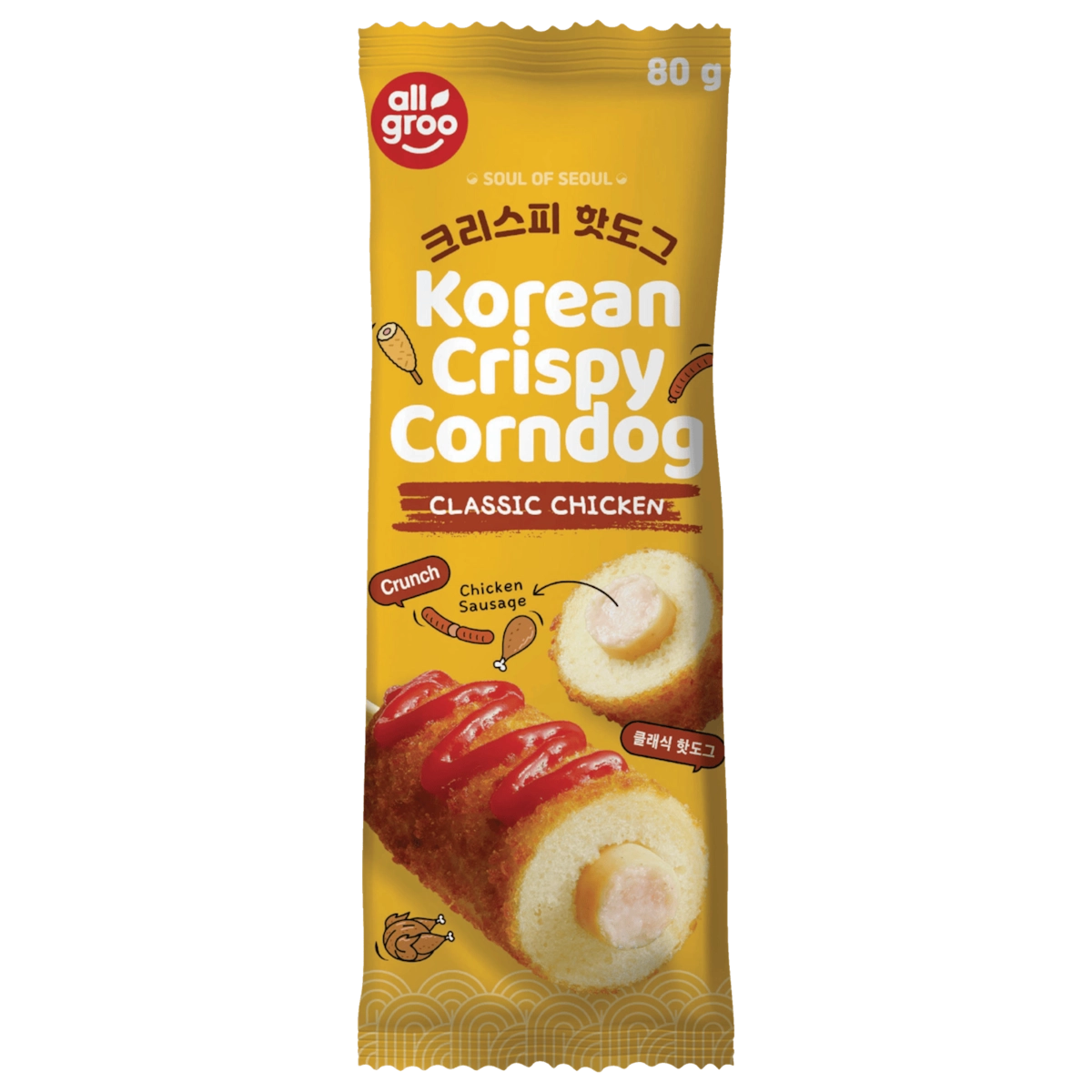 Allgroo Korean Crispy Corndog Classic Chicken 80g
