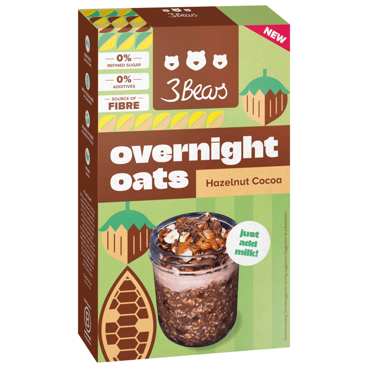 3Bears Overnight Oat Haselnuss Kakao 400g