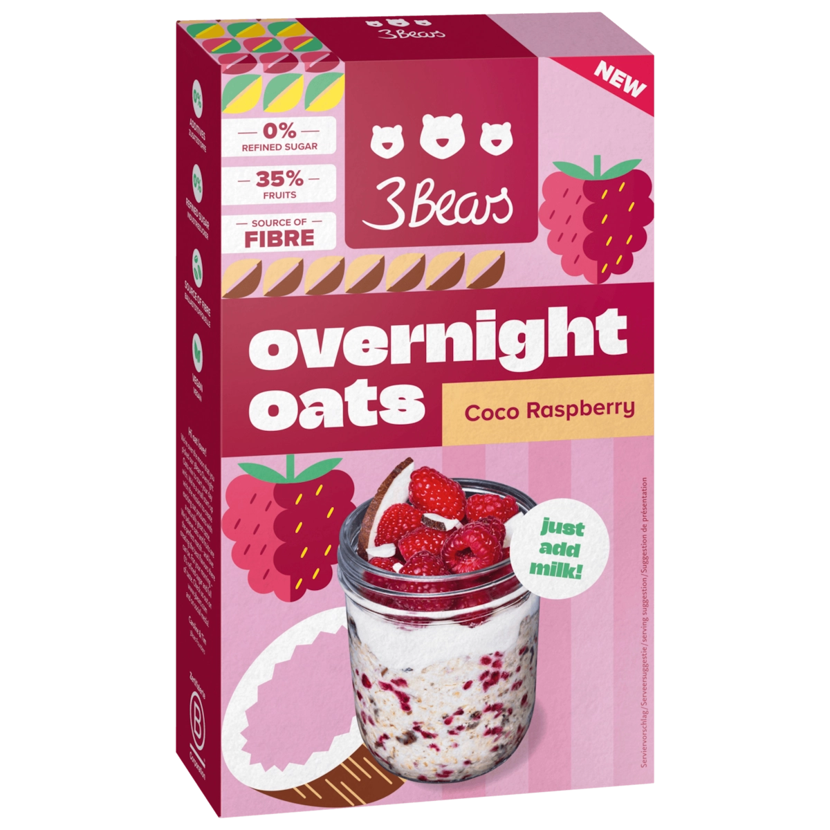 3Bears Overnight Oats Kokos Himbeere 400g