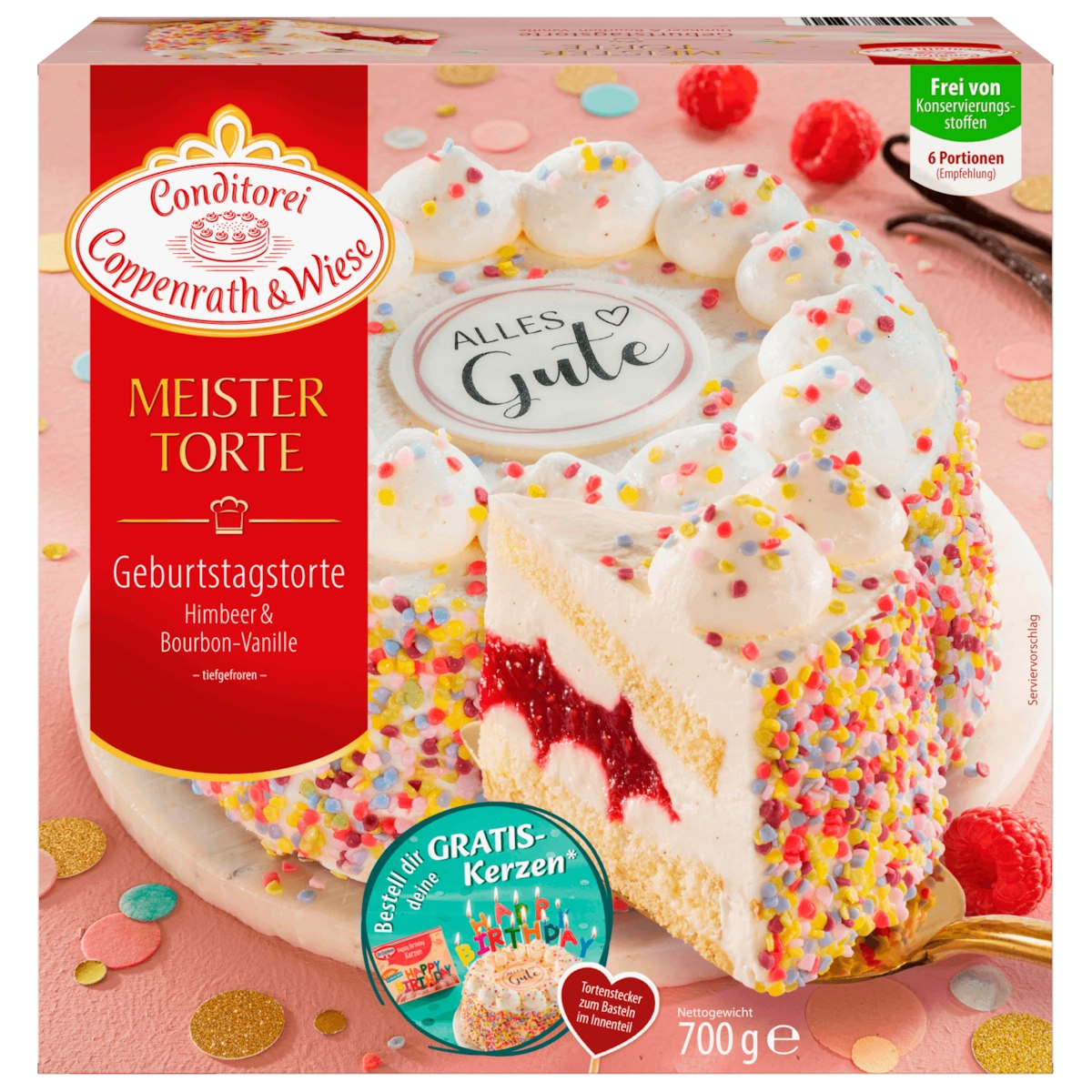 Coppenrath & Wiese Geburtstagstorte Himbeer & Bourbon-Vanille 700g