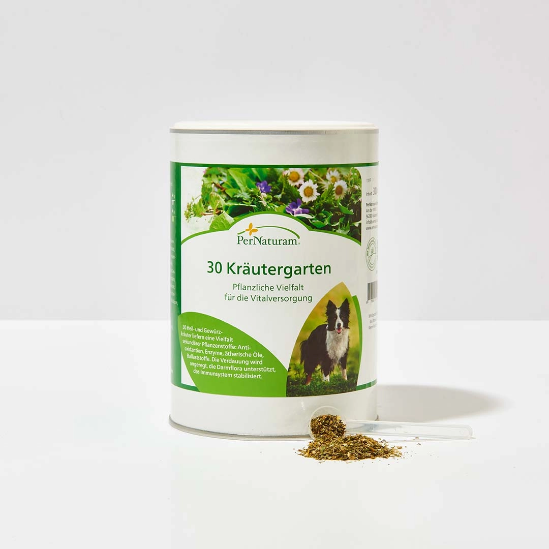 PerNaturam | 30-Kräutergarten, 300 g | 30 Heil‑ & Gewürzkräuter, Verdauungs‑ & Immunsystem‑Support | Für Hunde | Ergänzungsfuttermittel | haustierkost