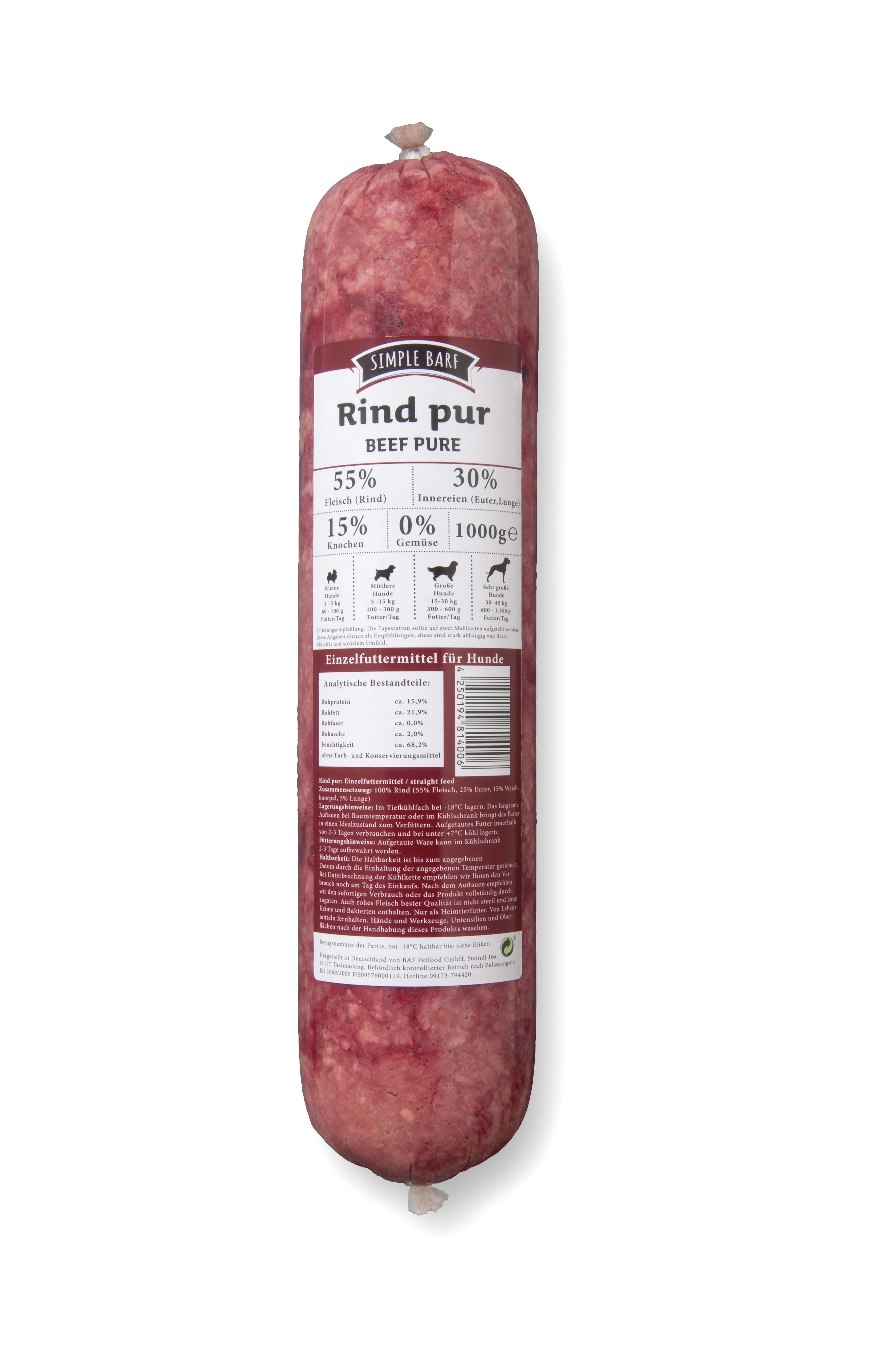 simple BARF Rind Pur 1000g 1000g