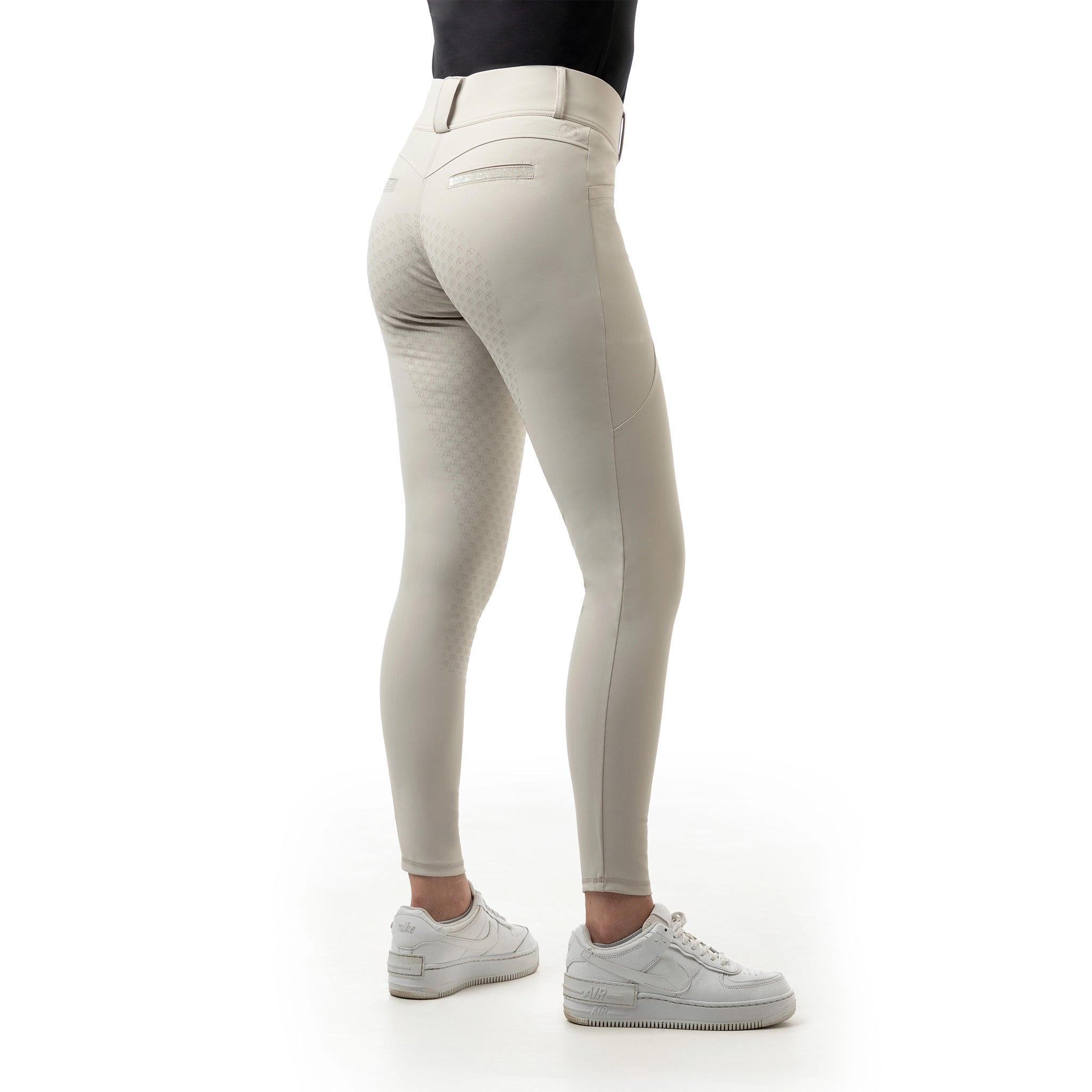 Reithose Damen Full Grip Ultimate Glamour Dameneithose Creamy Grey / XS