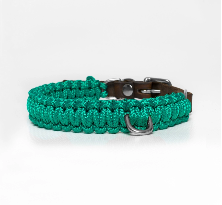 Hundehalsband Touch of Leather Petrol/Silber / XS