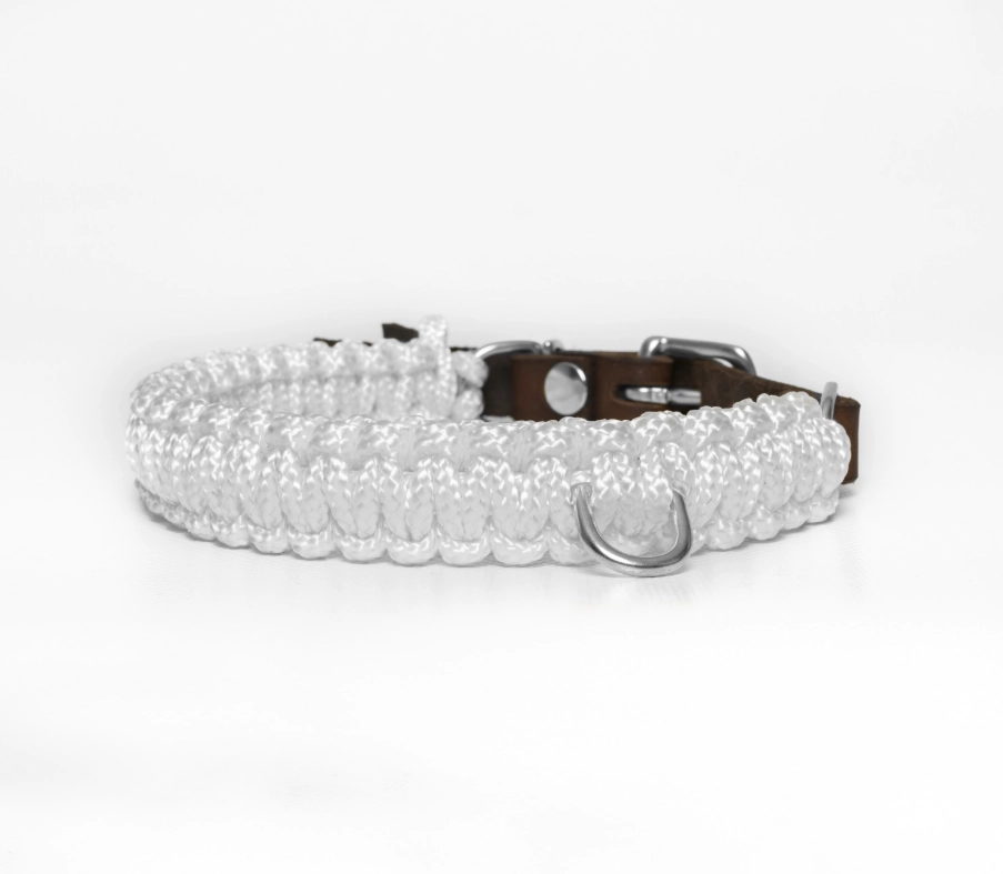Hundehalsband Touch of Leather Silber/Snow / L