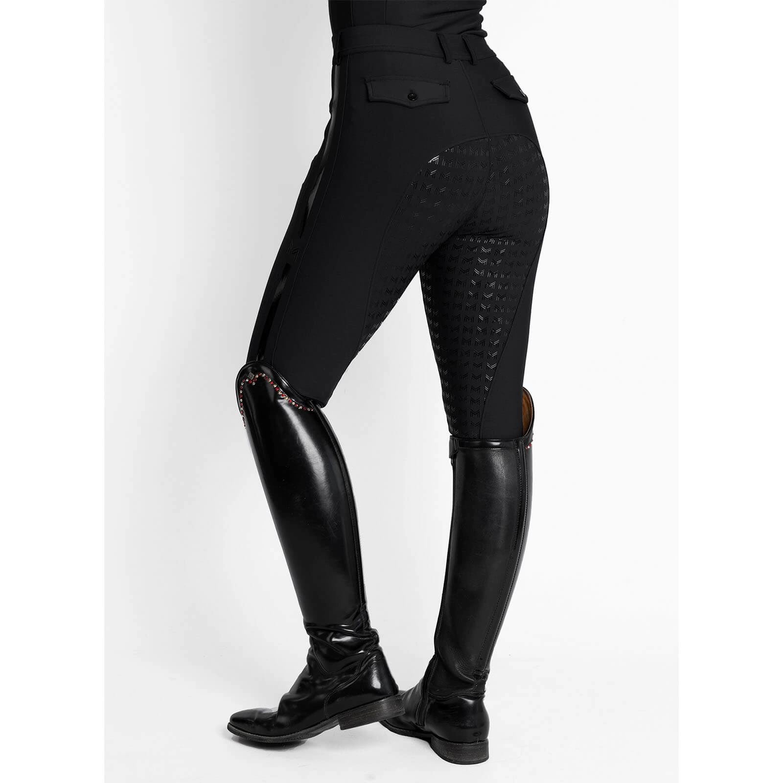 Reithose Damen Reflection Full Grip Breeches Vollbesatz Damenreithose Black / XS