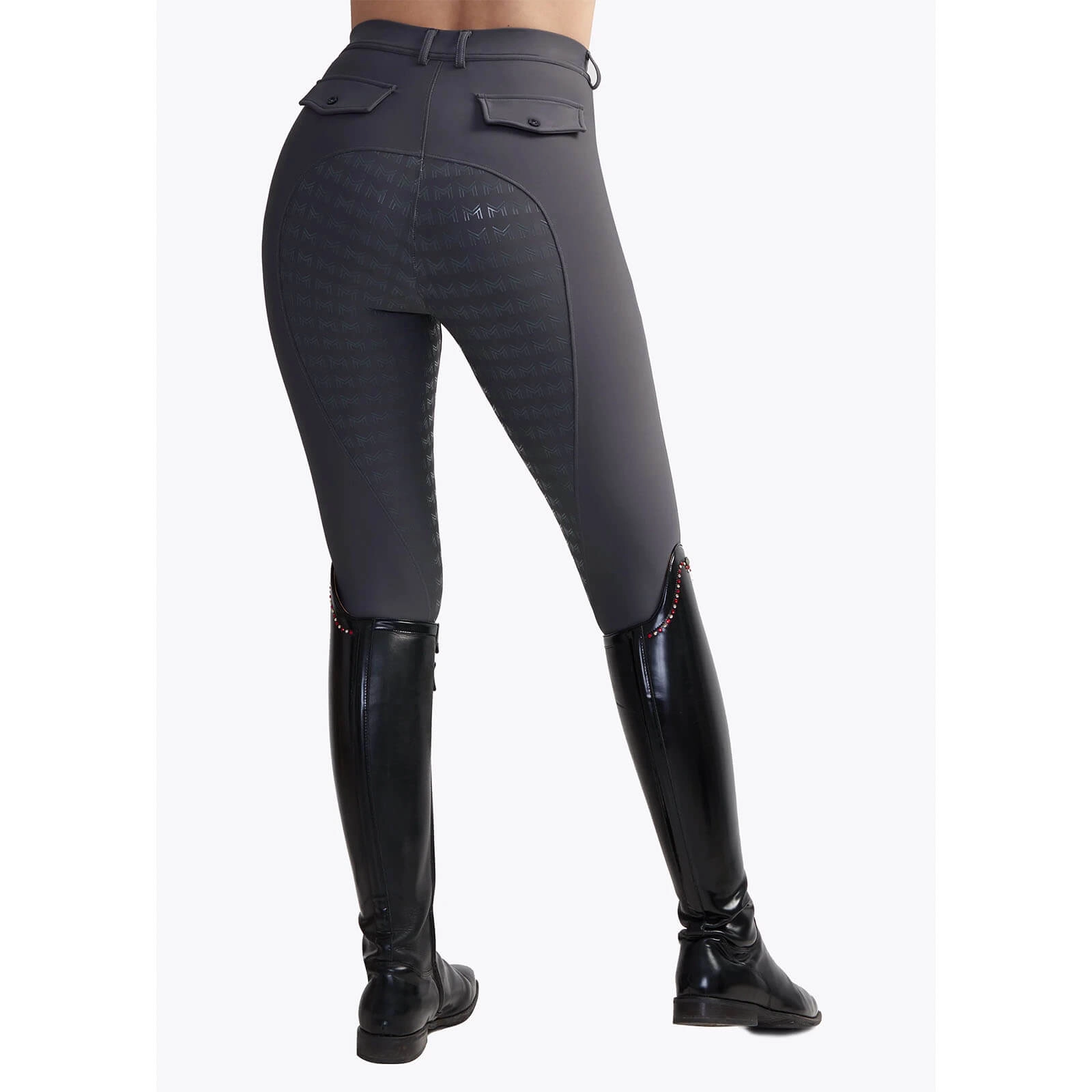 Reithose Damen Reflection Full Grip Breeches Vollbesatz Damenreithose Charcoal Grey / XS