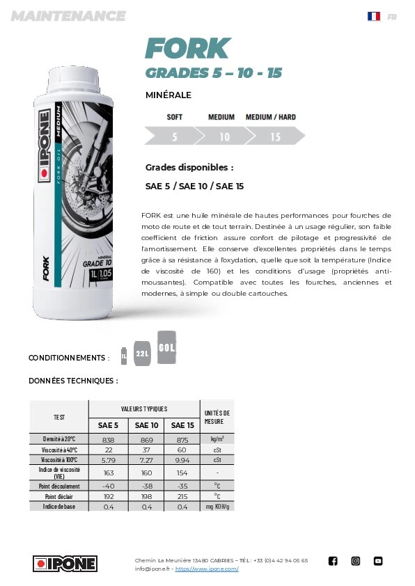 Gabelöl Medium Ipone Fork 10 halbsynthetisch 1L