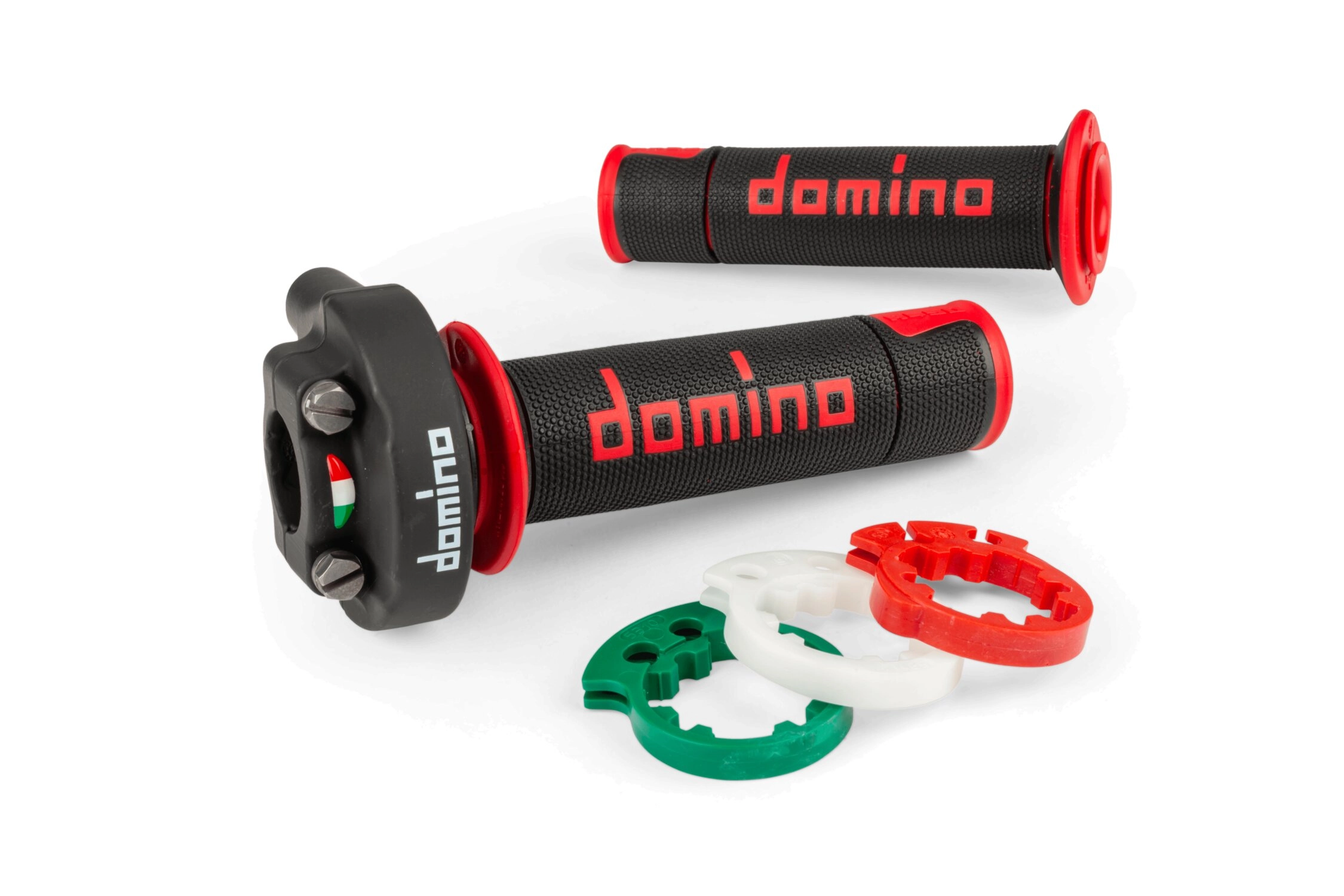 Gasgriff 4T Domino XM2 mit Griffgummis Schwarz / Rot