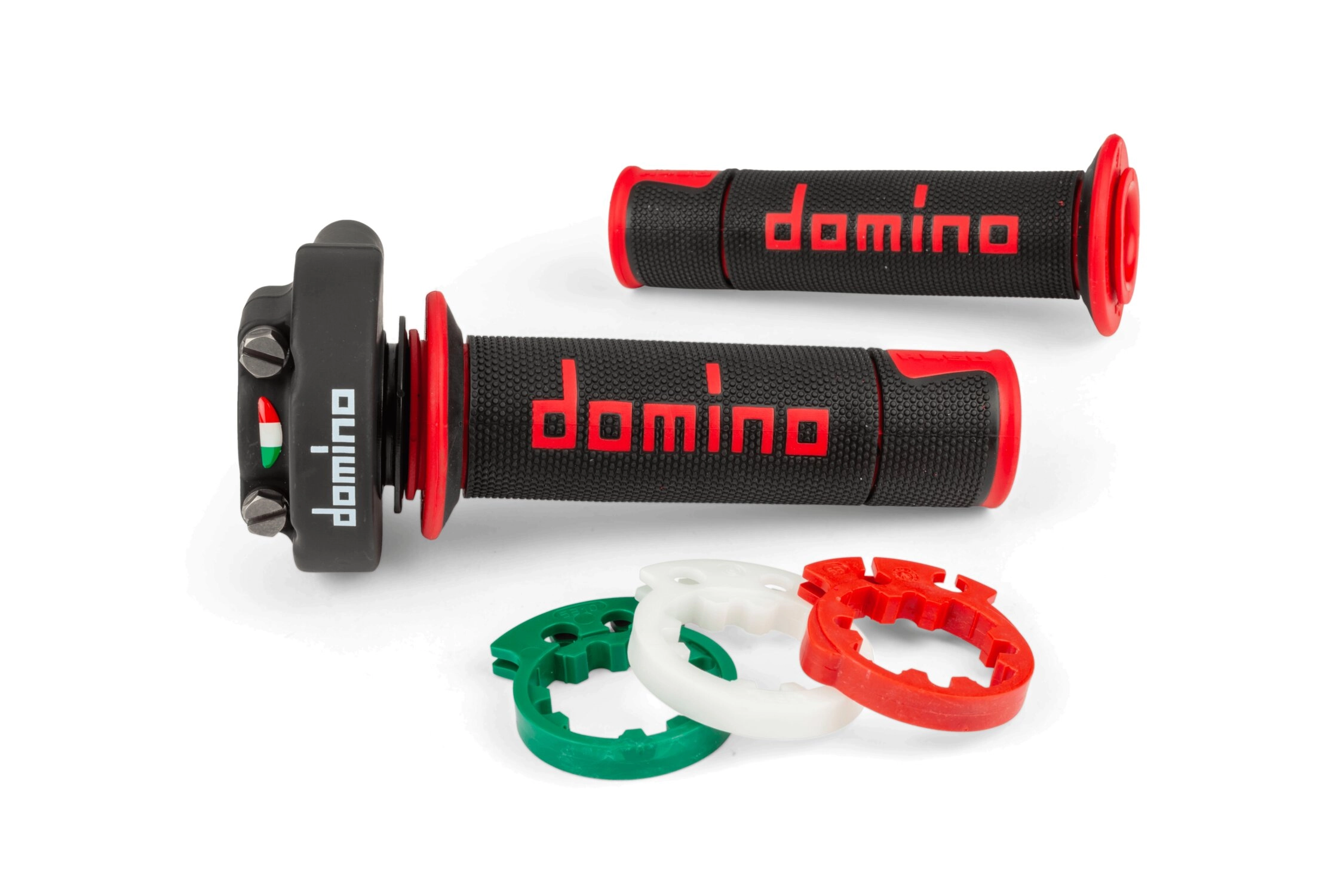 Gasgriff 4T Domino XM2 mit Griffgummis Schwarz / Rot