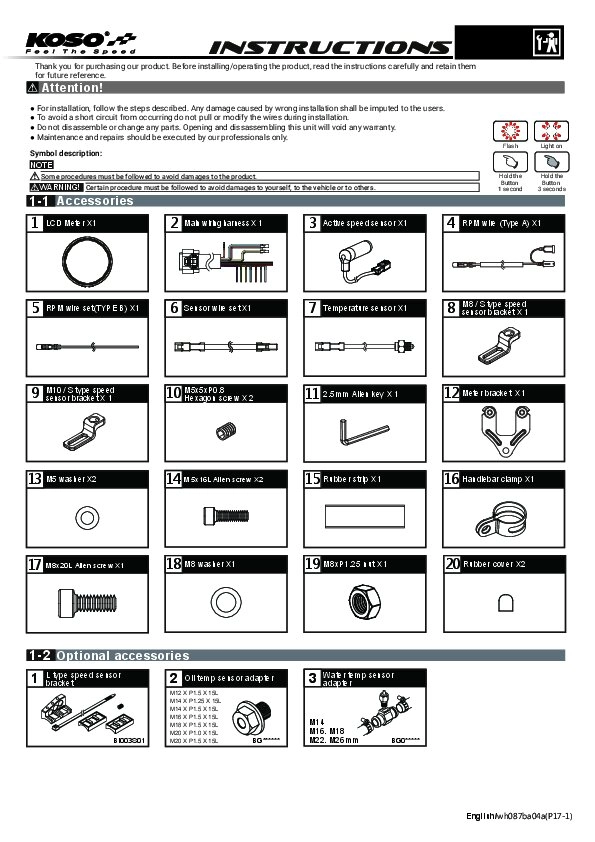 Tachometer Koso D80 TNT-05