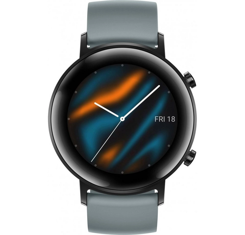 Huawei Watch GT 2 (42mm), blau | Sport Version| Edelstahl, Gehäuse schwarz, GPS, Whatsapp, Herzfrequenzmessung, Stresssensor