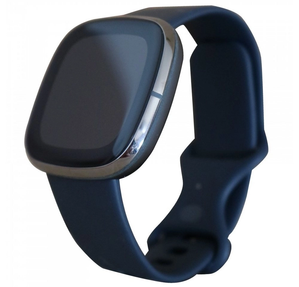 FitBit Sense | Edelstahl Gehäuse Graphit, Silikonband Schwarz, Carbon Gr. S-L | Bluetooth 5.0, Wi-Fi,  GPS, NFC, Touchscreen | EKG-App | Hauttemperatur 