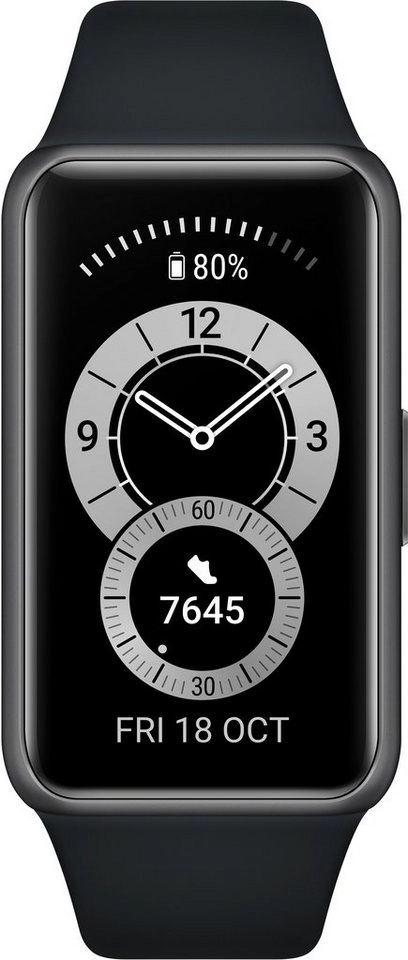 Huawei Band 6 Schwarz Smartwatch | Gehäuse Dark Grey, Silikonband Graphite Black | FullView-Display | 14 Tage Akku | 96 Sportmodi | Schlafanalyse