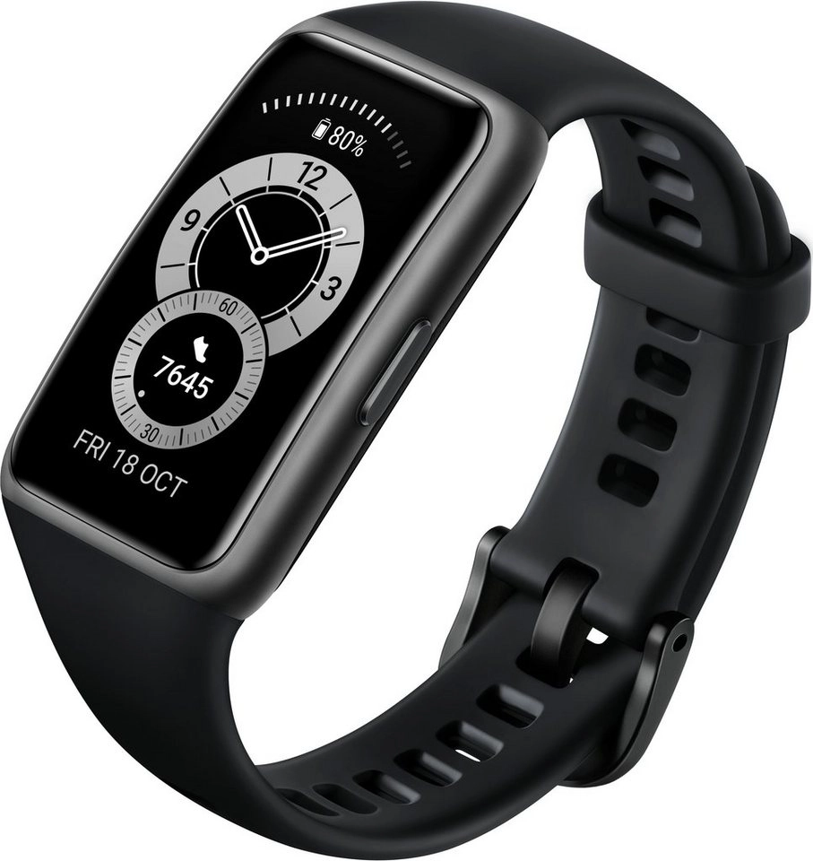 Huawei Band 6 Schwarz Smartwatch | Gehäuse Dark Grey, Silikonband Graphite Black | FullView-Display | 14 Tage Akku | 96 Sportmodi | Schlafanalyse