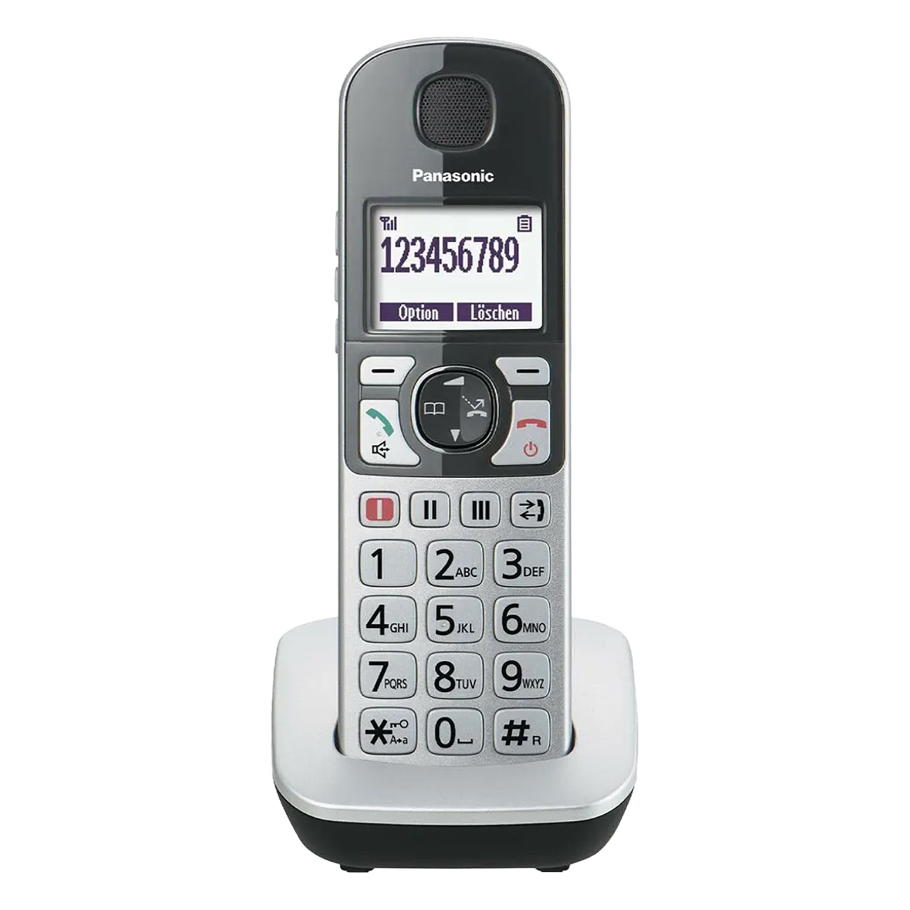 Panasonic KX-TGQ500 | Schnurloses Digitaltelefon | DECTGAP | SOS-Funktion | Geeignet für Hörgeräte | Kurzwahlfunktion | Große beleuchtete Tasten | Silber