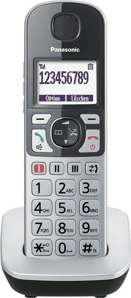 Panasonic KX-TGQ500 | Schnurloses Digitaltelefon | DECTGAP | SOS-Funktion | Geeignet für Hörgeräte | Kurzwahlfunktion | Große beleuchtete Tasten | Silber