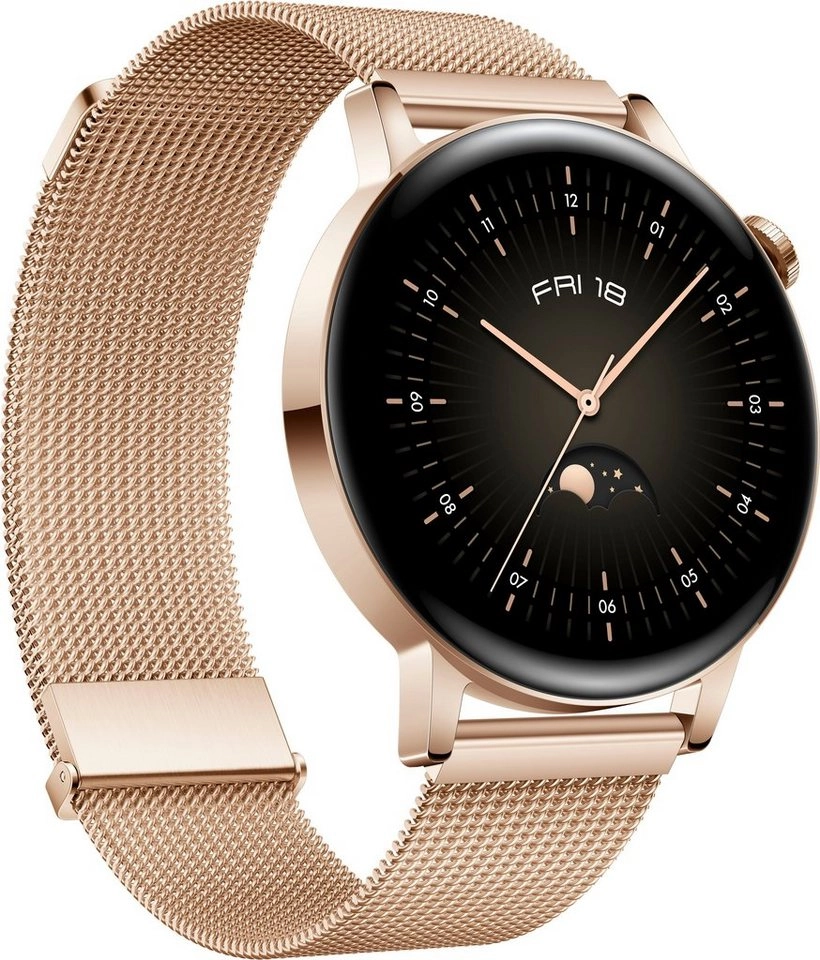 Huawei Watch GT3 | Smartwatch | Active Edition | GPS | Wasserdicht bis 50 Meter | SpO2-Messung | Herzfrequenzmessung | AMOLED Display | Gold | 42mm