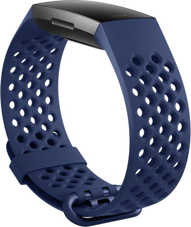 Fitbit Charge 4, Sport Band-blau-L | Armband | Sport Armband aus Silikon | Passend für Fitbit Charge 4 und Charge 3 | Wasserabweisend