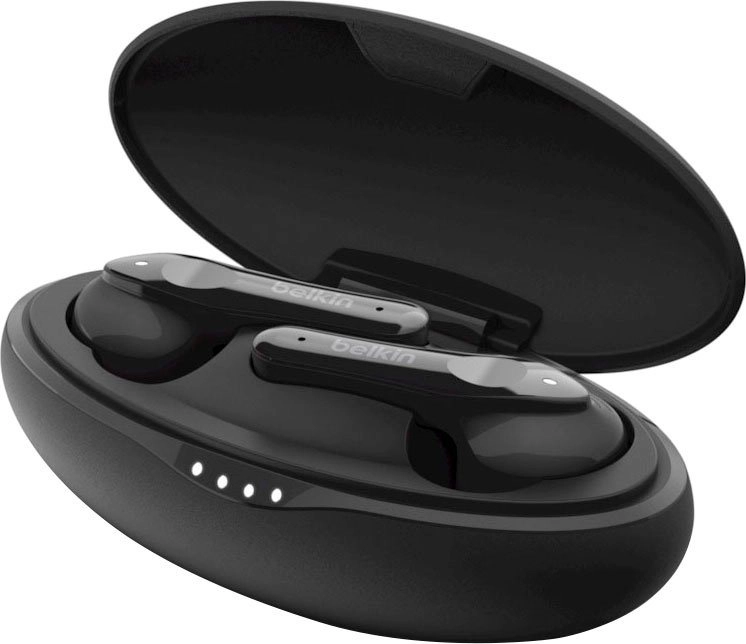 Belkin Soundform Move Plus Schwarz | Kabellose Kopfhörer | Bequeme, nahtlose Bluetooth-Verbindung | Mikrofon- und Touch-Bedienelemente an jedem Ohrstöpsel