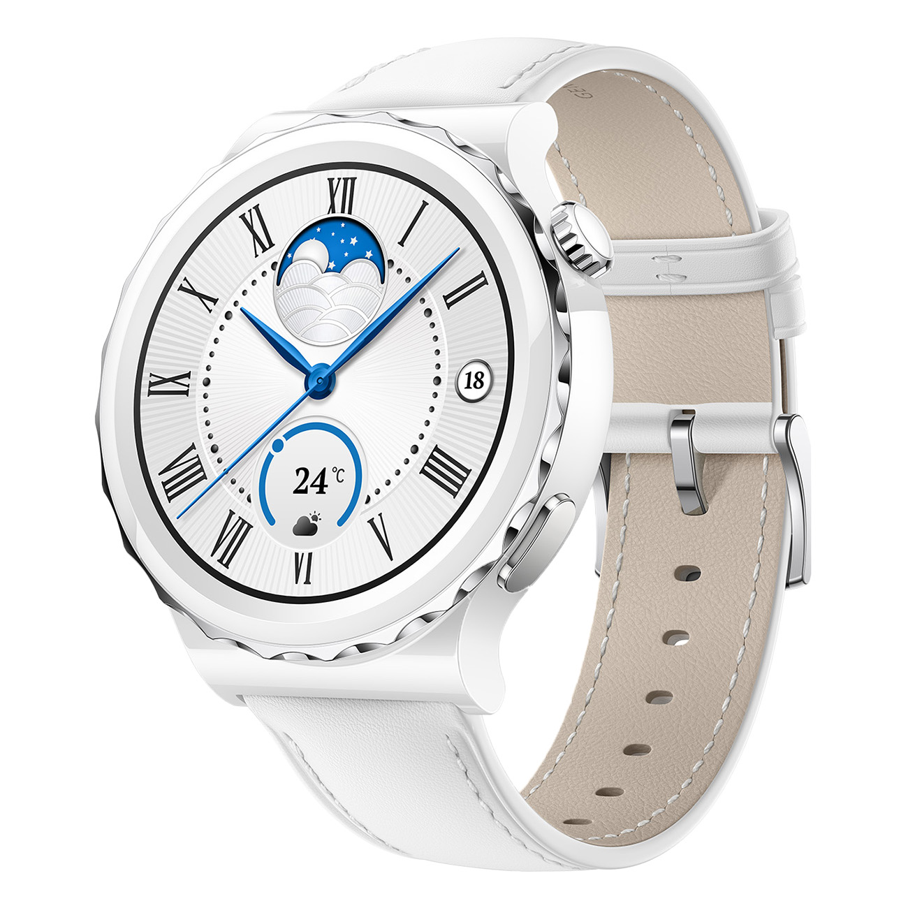 HUAWEI WATCH GT 3 Pro | Smartwatch | Hochwertige Materialien, Keramik, Titanium, Saphirglas | 24/7 Gesundheitsmanagement | Bis zu 7 Tage Akkulaufzeit | 43mm | White Leather