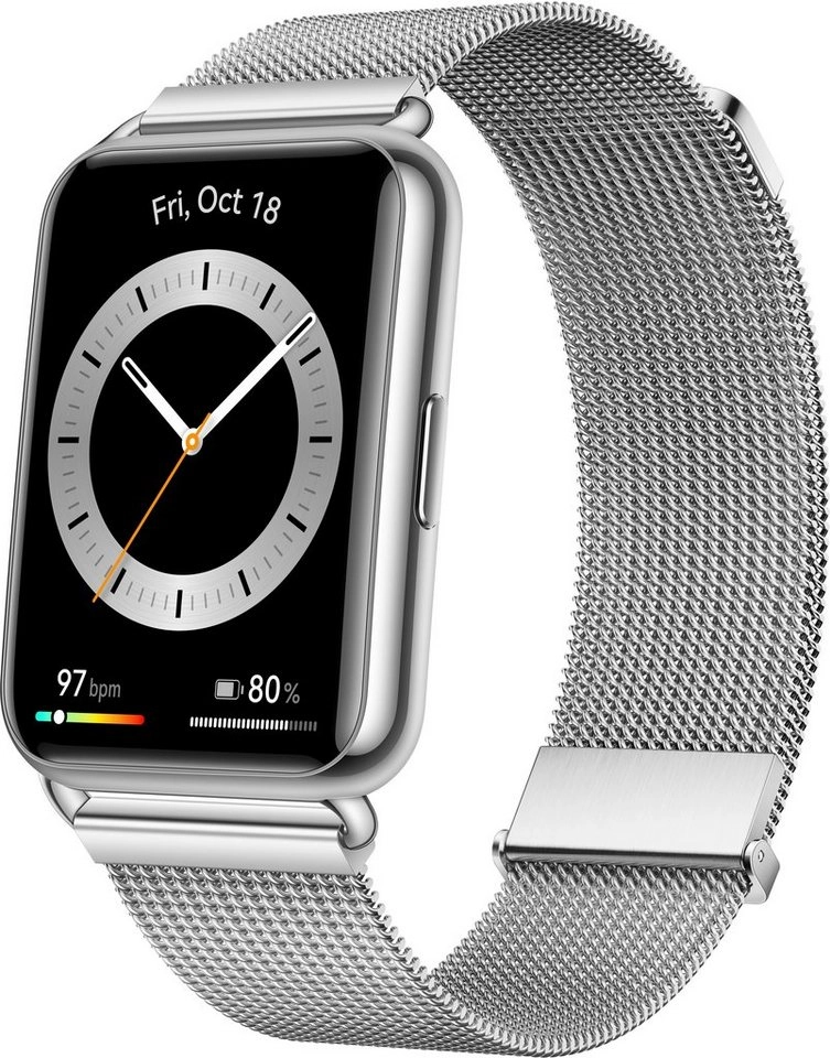 Huawei Watch Fit 2 Silber Edelstahl| Smartwatch | 1,74-Zoll AMOLED-Display | Bis zu 10 Tage Akkulaufzeit | 12 professionelle Sportmodi | Silber