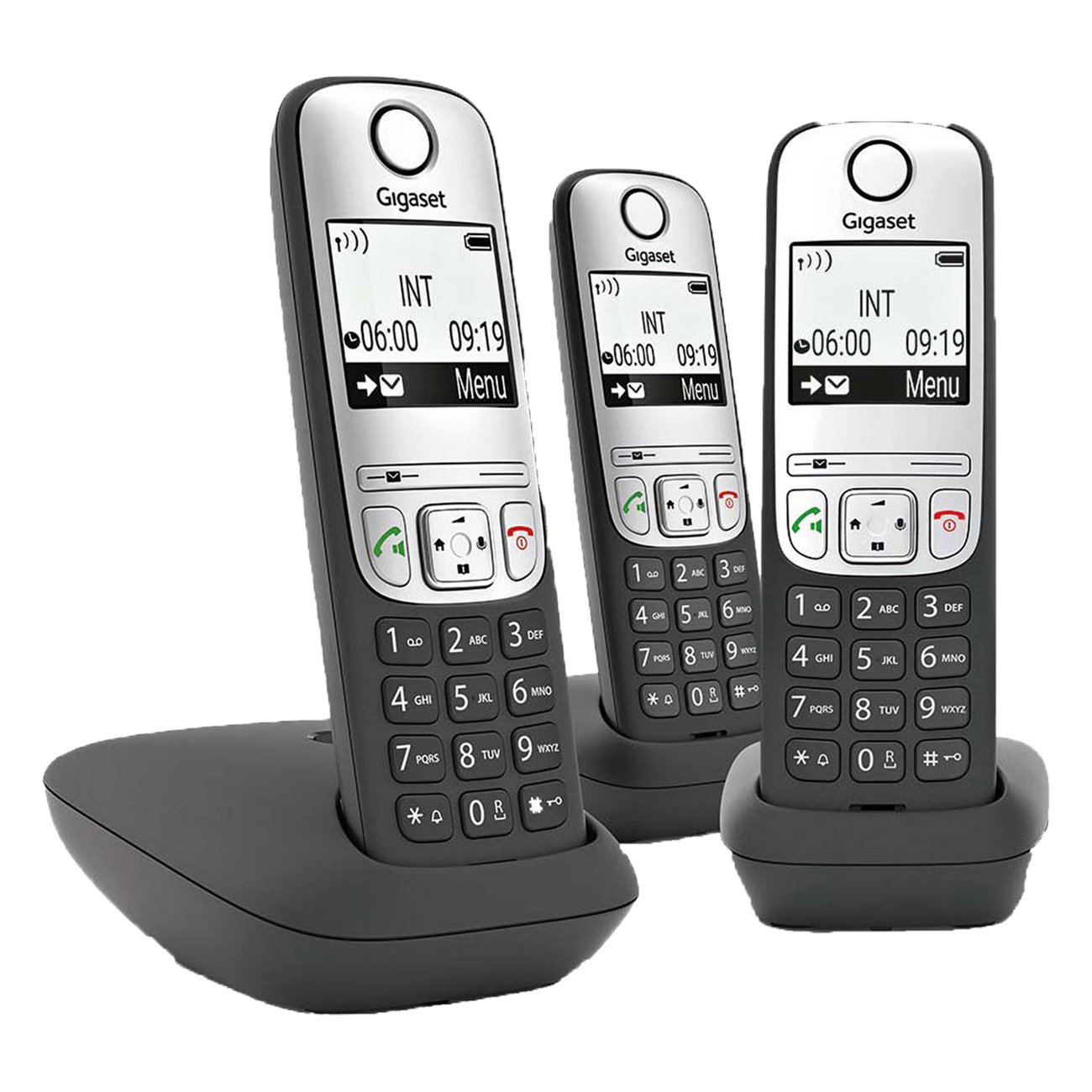 Gigaset A690A Trio | Basis + 2 Handsets | Anrufbeantworter | Rufnummernanzeige | Rufweiterleitung | Zeit-/Tagesstempel | Eco DECT | Freisprechmodus  | schnurlos