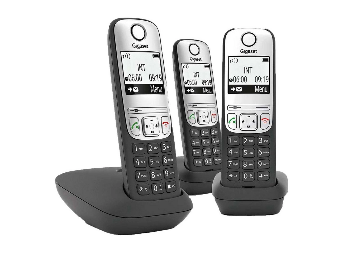 Gigaset A690A Trio | Basis + 2 Handsets | Anrufbeantworter | Rufnummernanzeige | Rufweiterleitung | Zeit-/Tagesstempel | Eco DECT | Freisprechmodus  | schnurlos