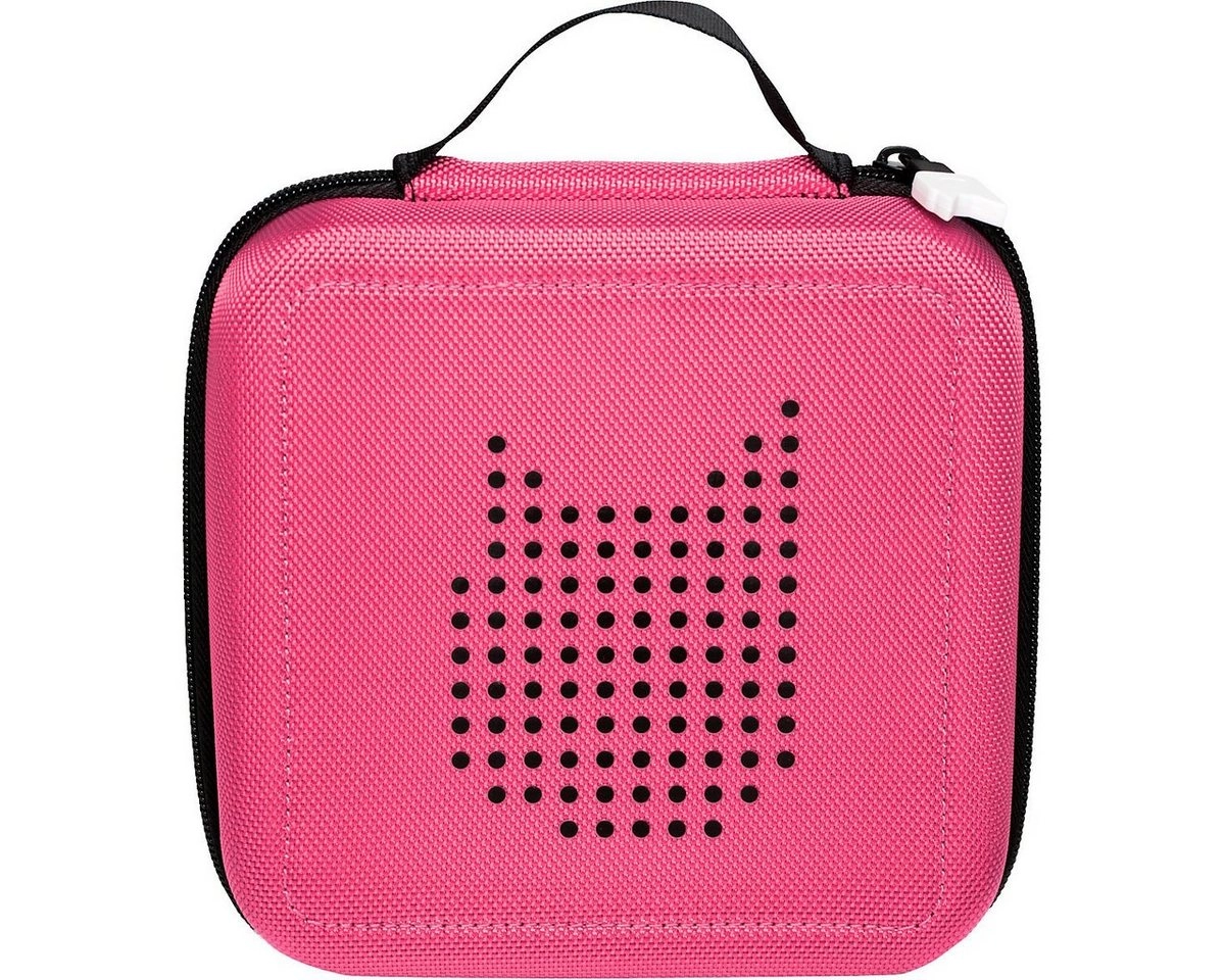 Tonies Tonie Transporter Pink | Praktischer Tragegriff | Acht Netztaschen für sicheren Halt | Hochwertiger Aufdruck | Robustes Außenmaterial | Reißverschluss