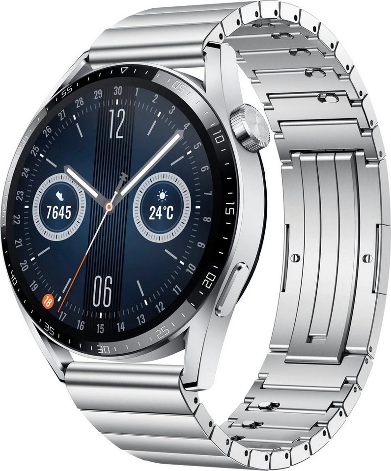 Huawei Watch GT 3 Elite (46mm) Jupiter B29T Silver Edelstahl | Bluetooth | Rostfreier Stahl | Digital | Staubgeschützt, wasserfest | 4 GB Speicher | Steel Strap