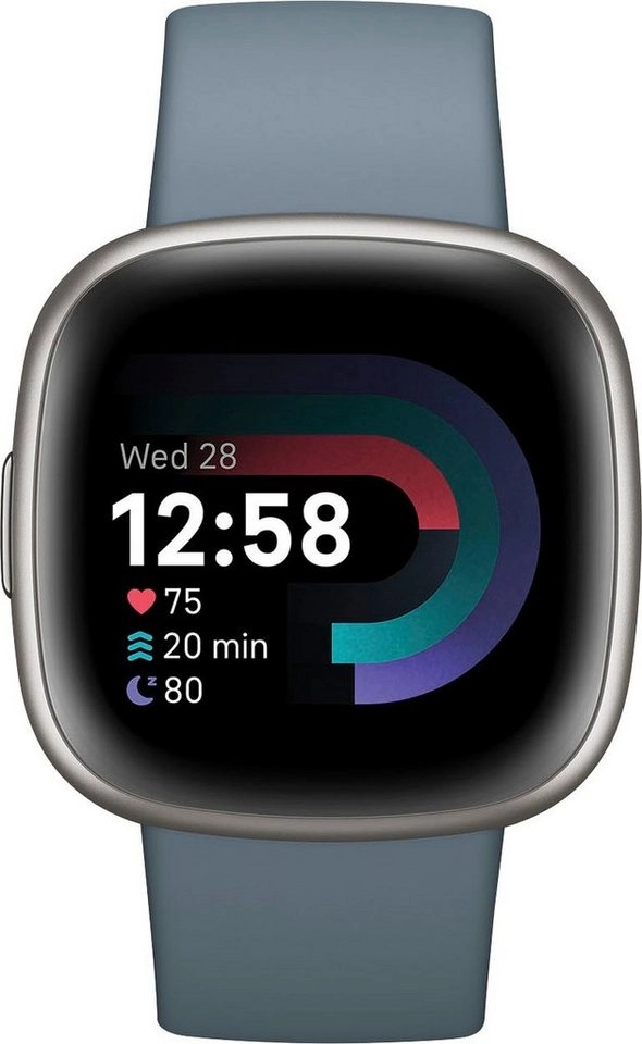 Fitbit Versa 4 in hellblau | Smartwatch | Tagesform-Index | 40+ Trainingsmodi | Integriertes GPS für Tempo & Strecke | 6+ Tage Akkulaufzeit | Bis 50 Meter Wasserdicht