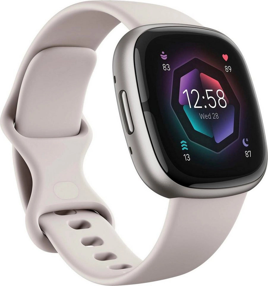 Fitbit Sense 2 in weiss | Smartwatch | EDA-SENSOR FÜR STRESSMANAGEMENT | EKG-FUNKTION | AKKU FÜR 6+ TAGE & SCHNELLES LADEN | 40+ TRAININGSMODI 