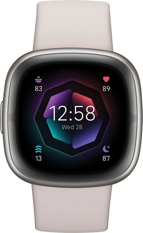 Fitbit Sense 2 in weiss | Smartwatch | EDA-SENSOR FÜR STRESSMANAGEMENT | EKG-FUNKTION | AKKU FÜR 6+ TAGE & SCHNELLES LADEN | 40+ TRAININGSMODI 