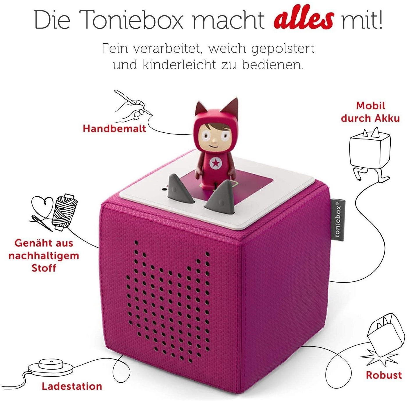 Tonies Toniebox | Starterset mit Kreativ-Tonie | Kinder-Musik-Box | Spielzeug | Wiederstandsfähig | Leicht zu bedienen | Einschlafhilfe | Mit App nutzbar | Lila