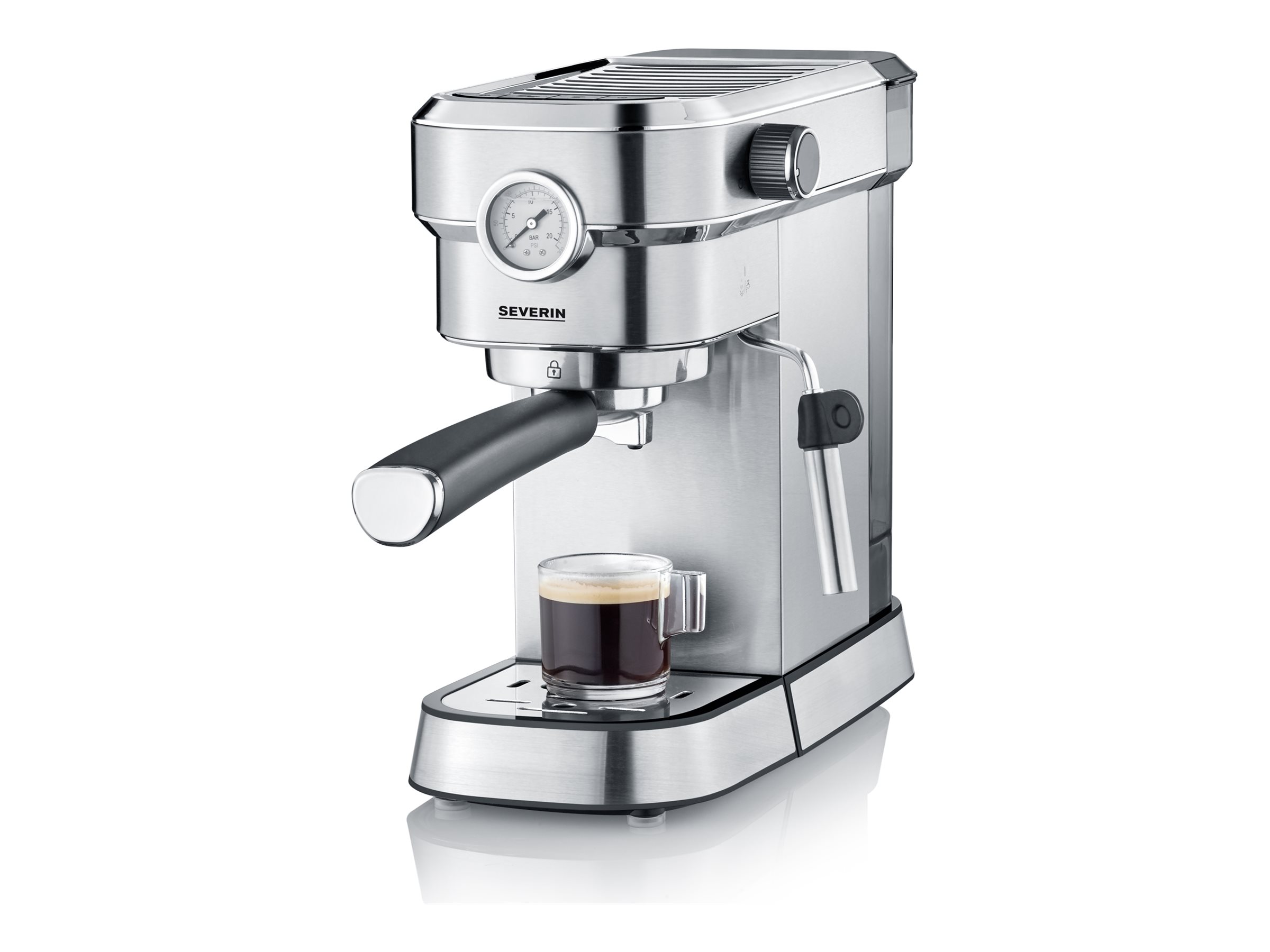 Severin KA 5995 Espressomaschine Espresa Plus Edelstahl-gebürstet-schwarz | Siebträgermaschine