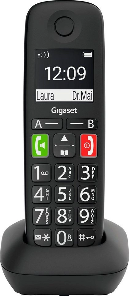 Gigaset E 290 HX schwarz | Dect Telefon | Schnurlos | Festnetztelefon