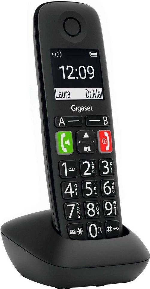 Gigaset E 290 HX schwarz | Dect Telefon | Schnurlos | Festnetztelefon